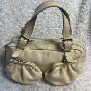 Latico leather cream satchel with coin purse front pockets silver tone hardwares